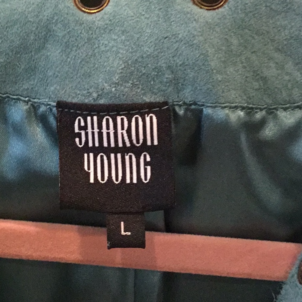 Sharon Young Vintage Blue Suede Boho Jacket - Picture 7 of 8